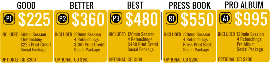 Photography Portrait Package Price List