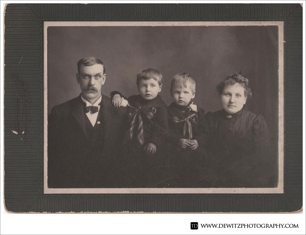 His Three Boys Vintage Photograph Father and Sons Cabinet Card 5x7