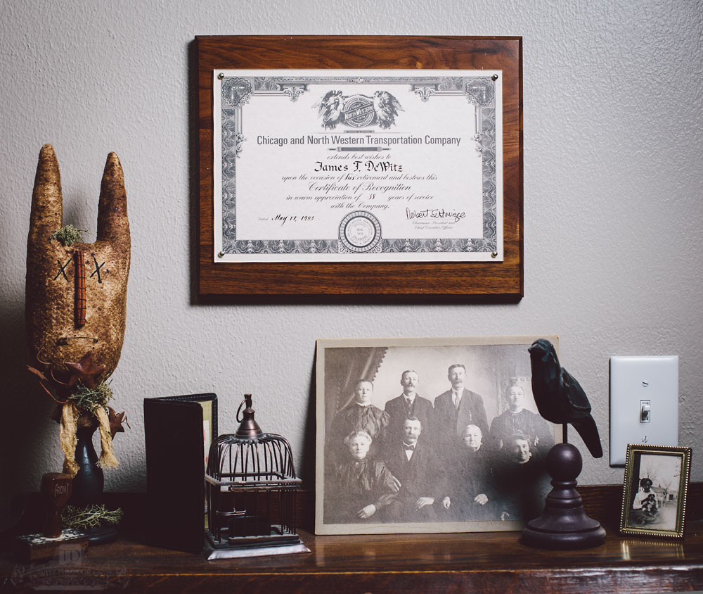 Chicago and North Western Retirement Plaque and Vintage Photos on Writing Desk