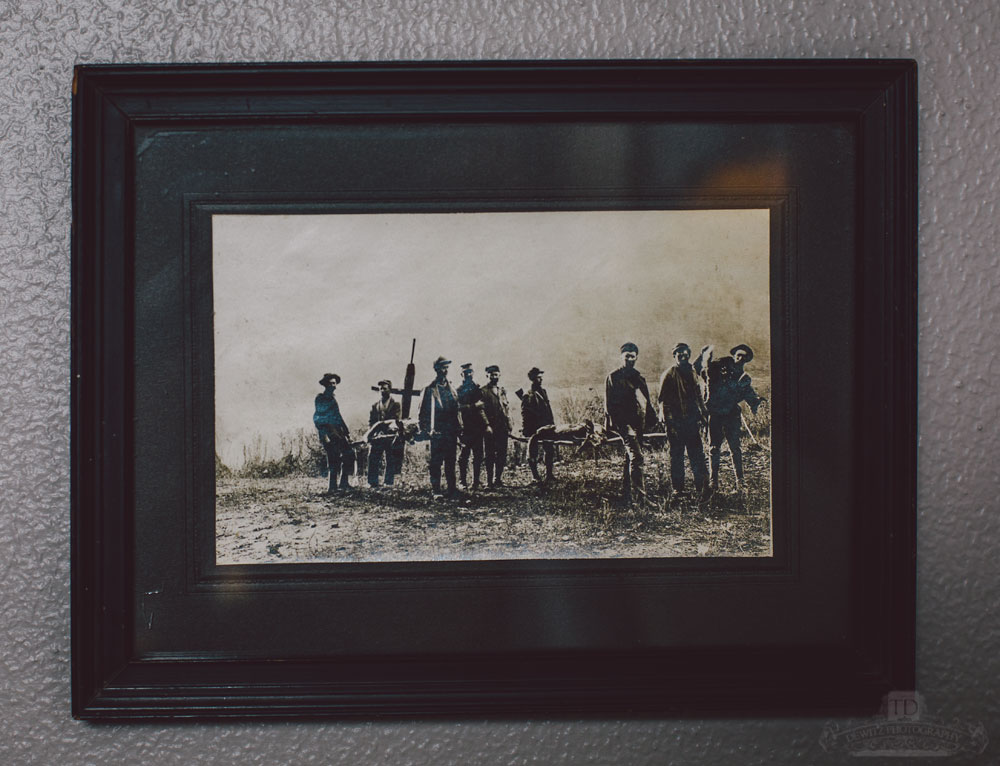 Dark Vintage Framed Photo of Deer Hunters