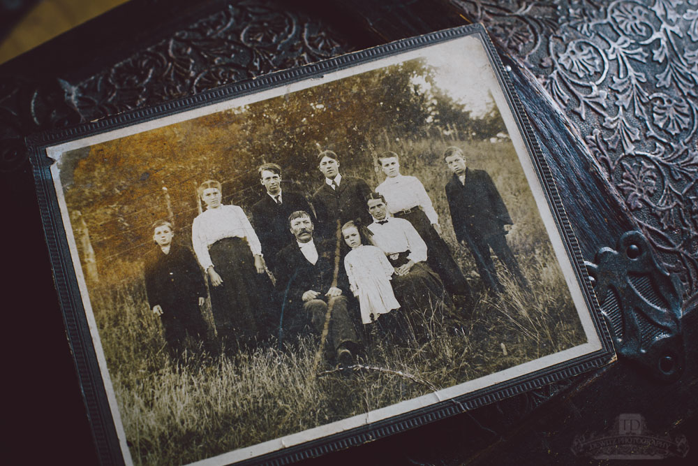 Old Portrait of Large Family in Field