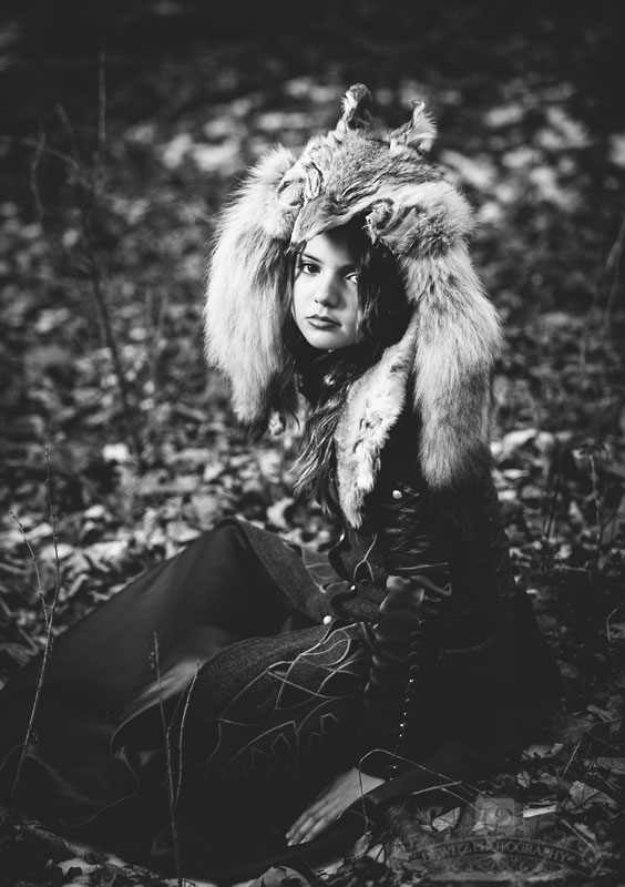 Black and White Red Riding Hood