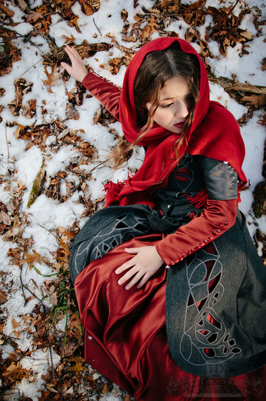 Looking down on Red Riding Hood After She Fell in the Snow