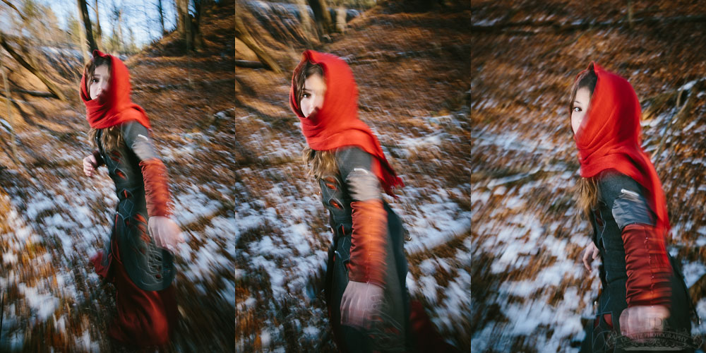 Red Riding Hood Running from the Wolf
