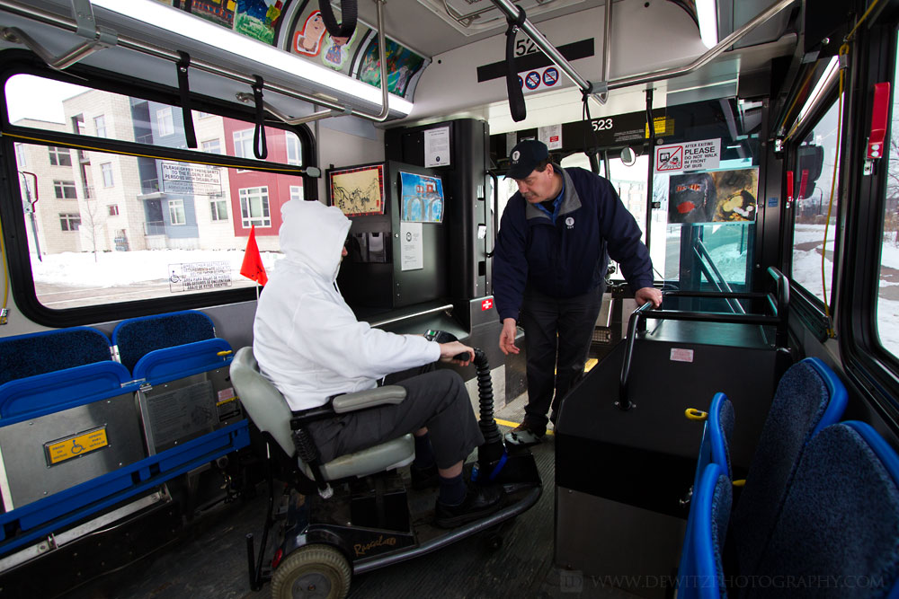 Eau Claire Transit QStraint Seats Up Interior Bus