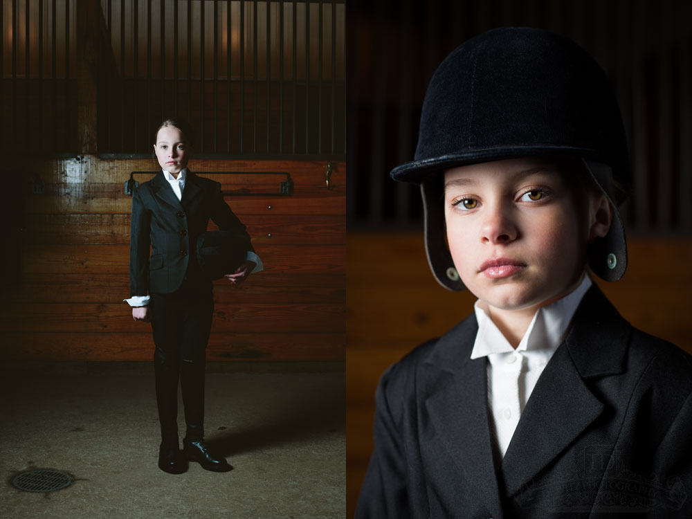 Teslyn in horse stable wearing English Riding Outfit