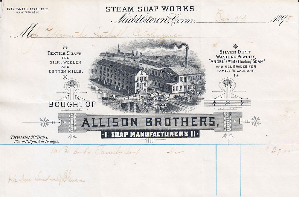 letterhaed allison brothers soap manufactures middletown conn