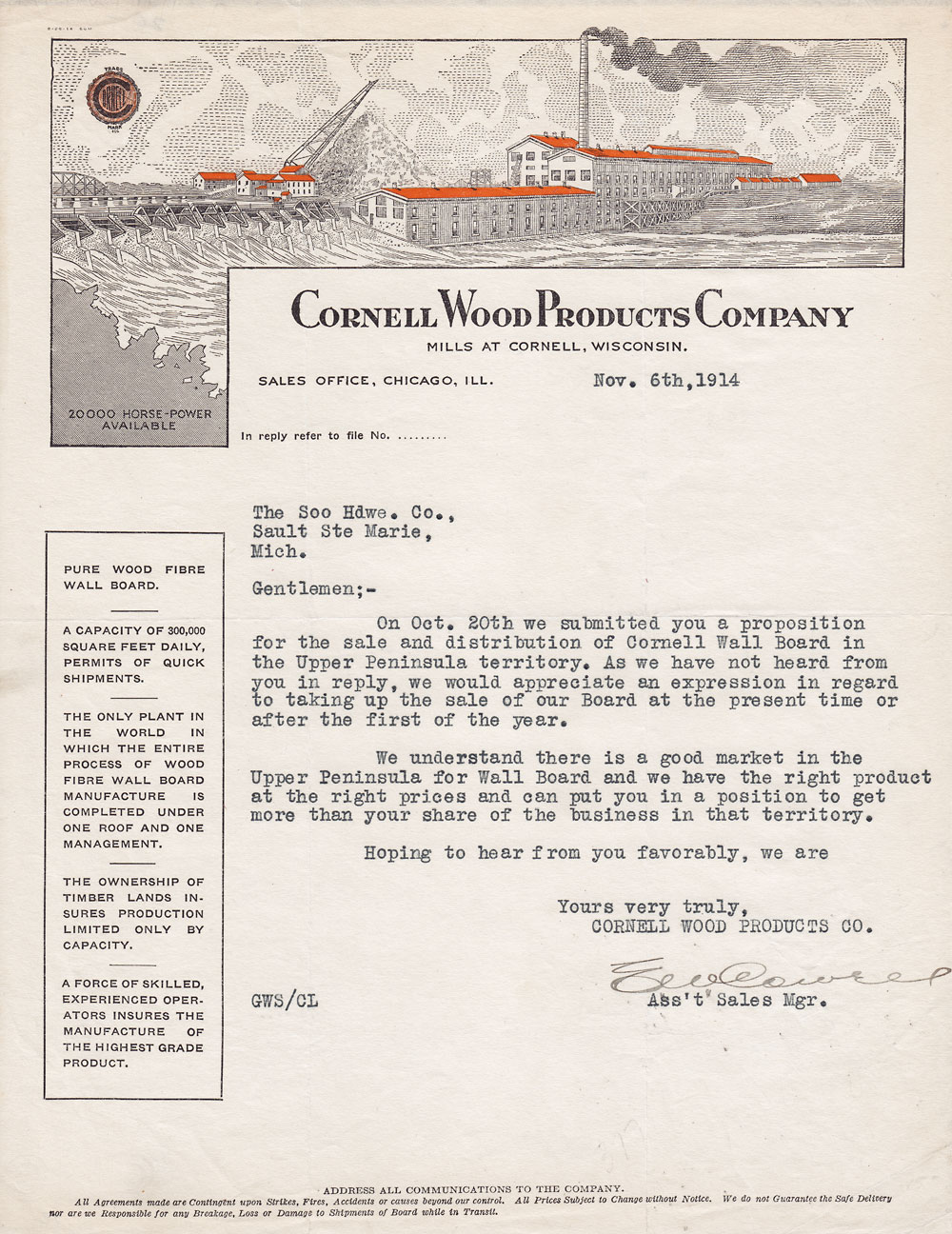 letterhead cornell wood products company cornell wisconsin