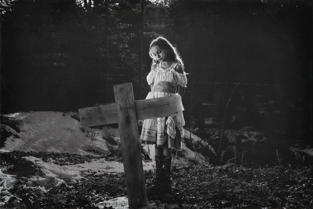 Red Riding Hood Standing Over Grave