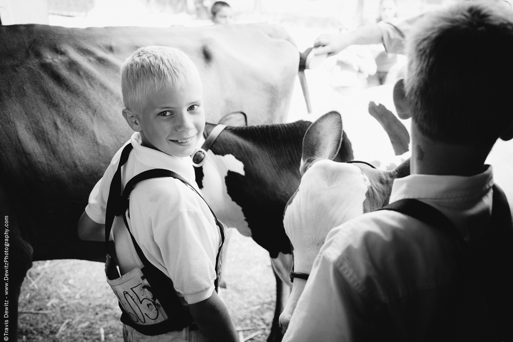 Northern Wisconsin State Fair Blonde Hair Boy Showing Cattle