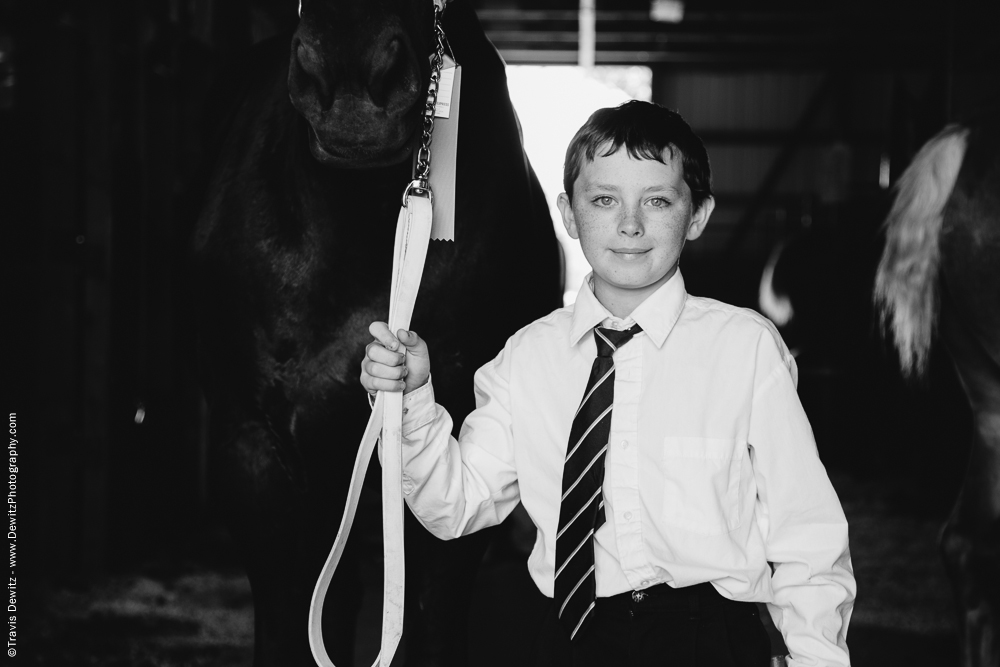 Northern Wisconsin State Fair Boy Holding Large Black Horse