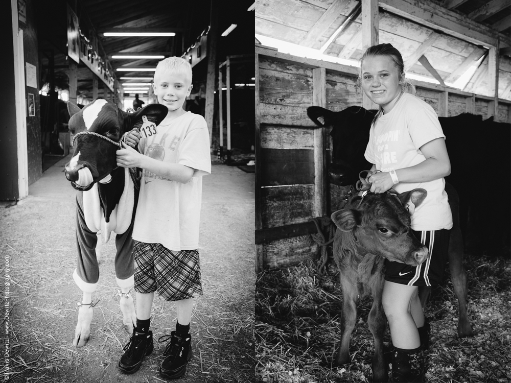 Northern Wisconsin State Fair Boy With Calf in Santa Custome - Girl With Calf