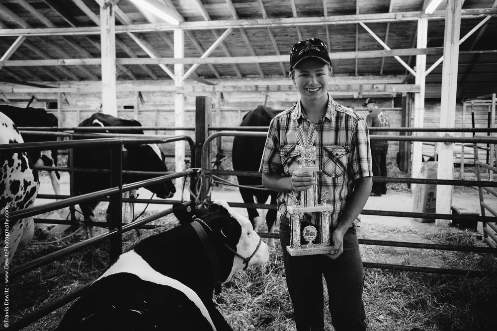 Northern Wisconsin State Fair Boy With Fair Trophy For His Cow