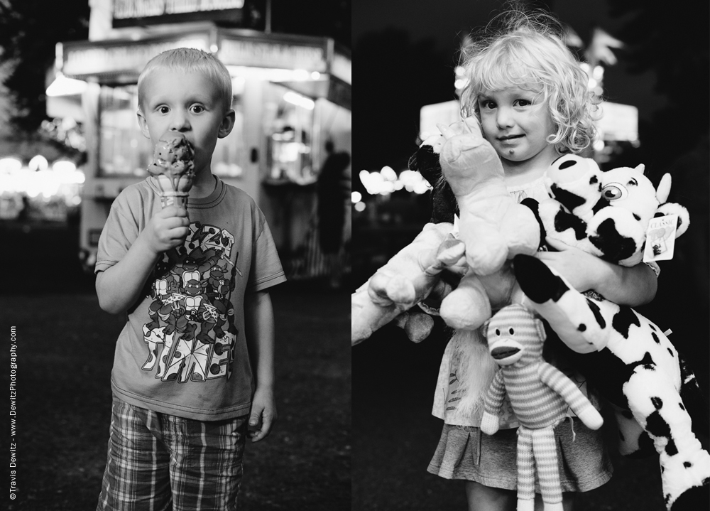 Northern Wisconsin State Fair Boy With Ice Cream Cone Girl With Prizes