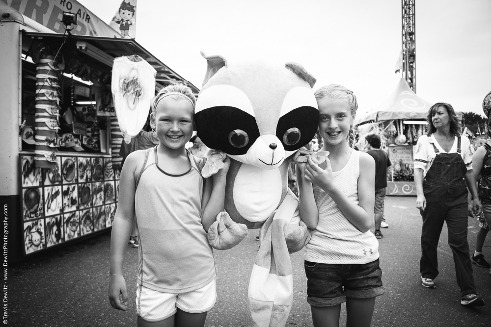 Northern Wisconsin State Fair Girls with Stuffed Racoon