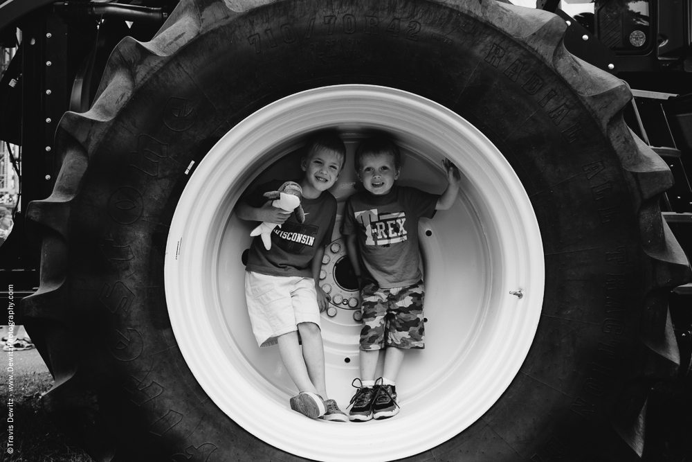 Northern Wisconsin State Fair Little Boys in Tractor Tire