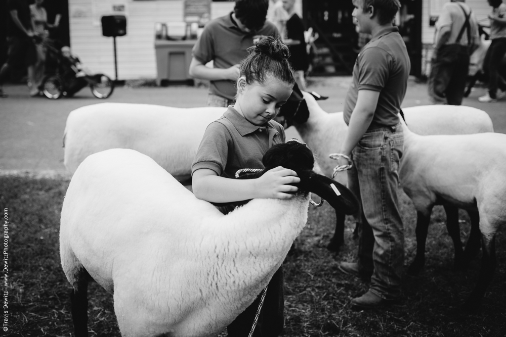 Northern Wisconsin State Fair Little Girl Looking at Her Sheep
