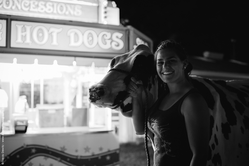 Northern Wisconsin State Fair Teen Walking Cow Past Food Stand