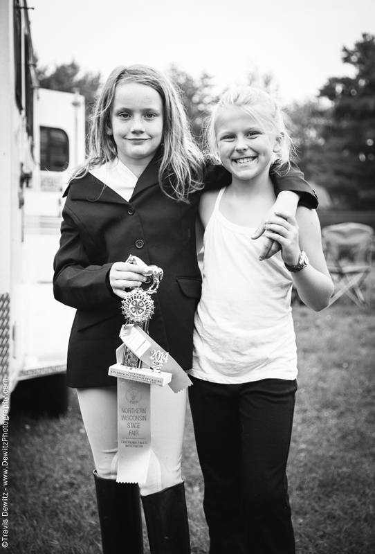 Northern Wisconsin State Fair Two Young Girls With Horse Trophy