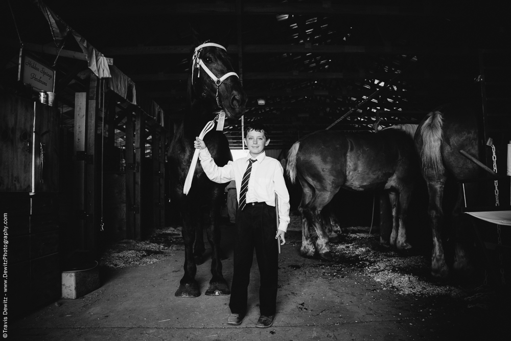 Northern Wisconsin State Fair Young Boy With Tie and Draft Horse