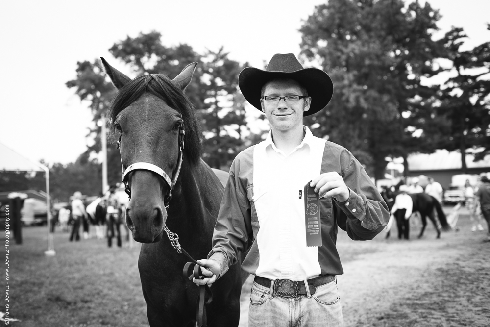 Northern Wisconsin State Fair Young Man and His Horse with Ribbion