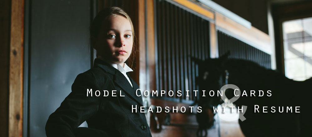 Model Comp Cards and Headshots With Resume Header Photo