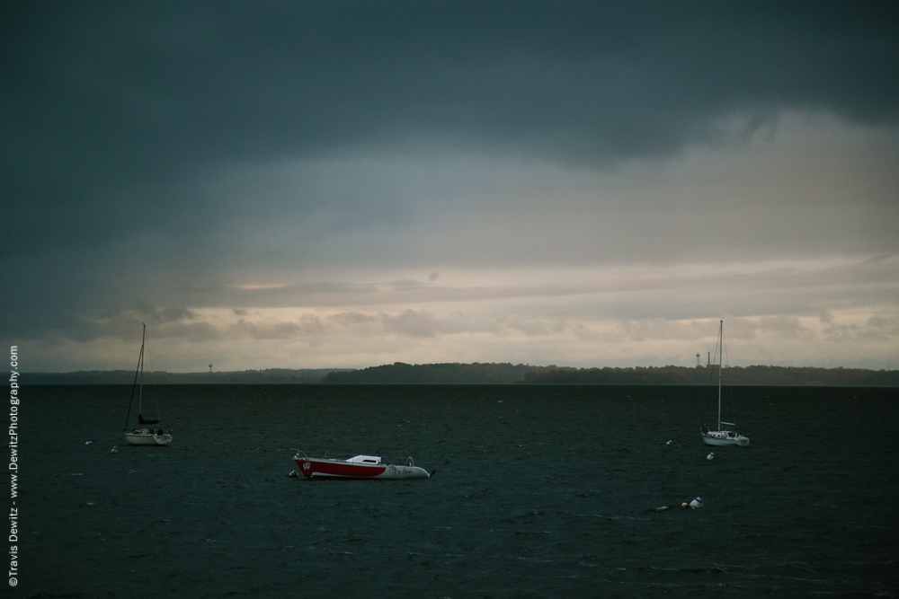 Sail Boats on Windy Lake Mendota Madison Dusk