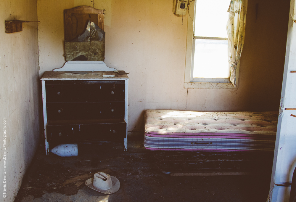 Abandoned Bed Room With Cowboy Hat