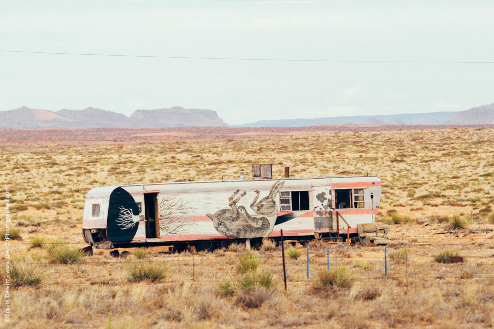 Dead Rabbit Painted on Trailer Home is Desert