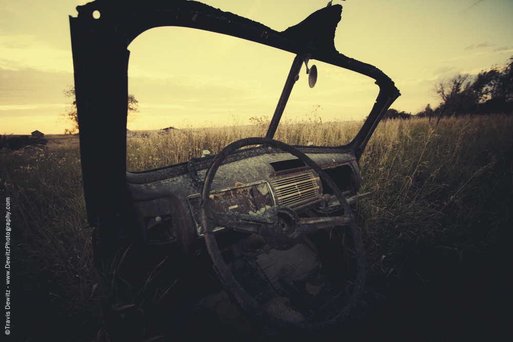 Old Abandoned Car Body in Field