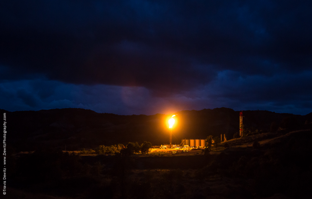 Bright Flare Site at Night