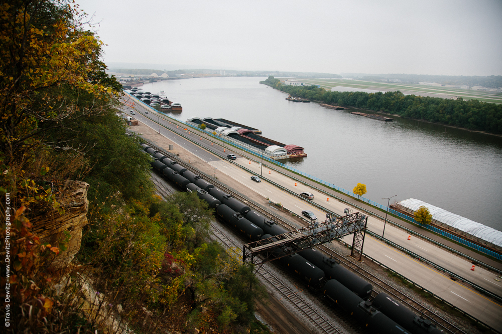 Oil Tank Railcars Along Mississippi River - St. Paul, MN