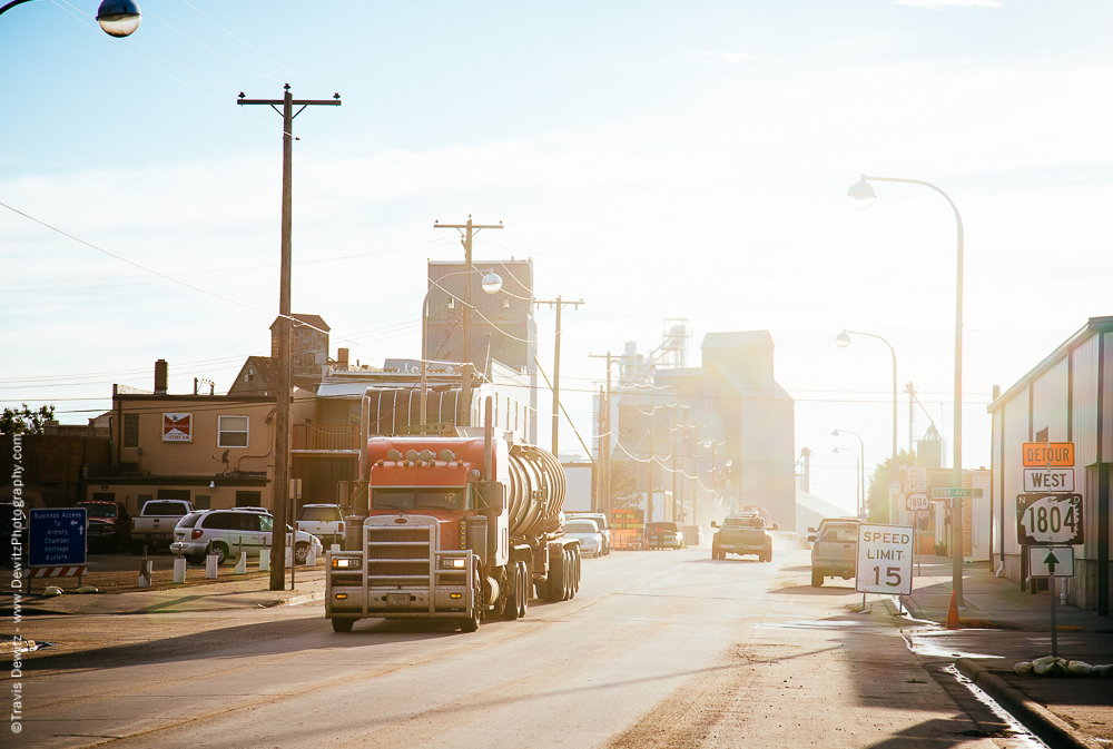 Oil Tankers Driving Through Williston, ND