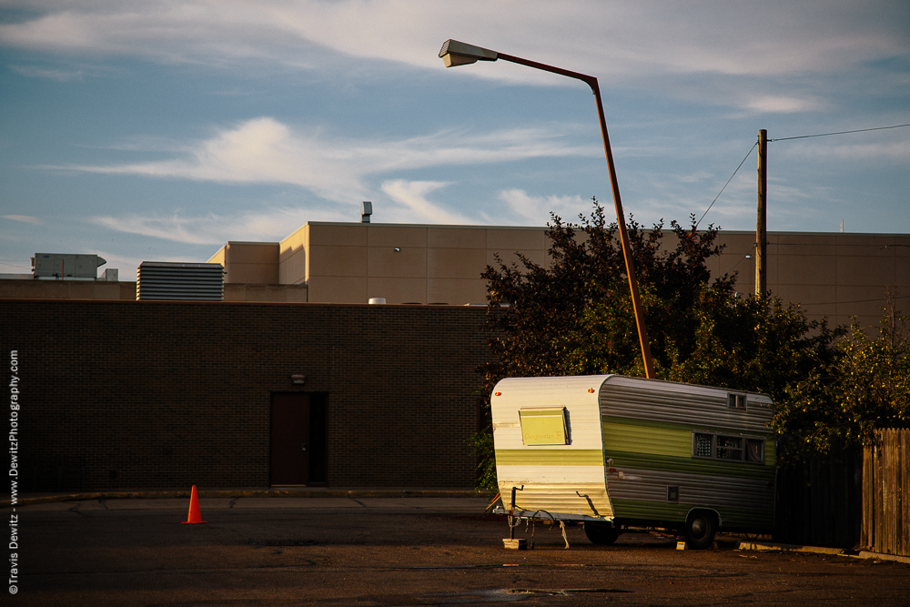 Small Camper in Empty Parking Lot - Williston, ND
