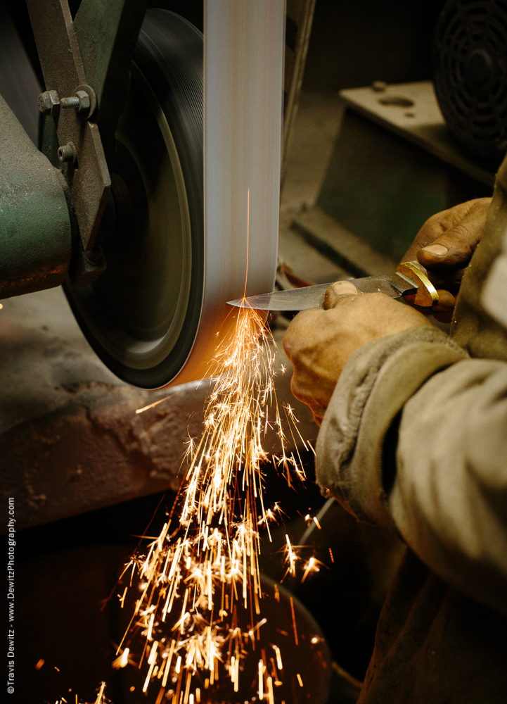 Sparks Flying from Grinding Knife