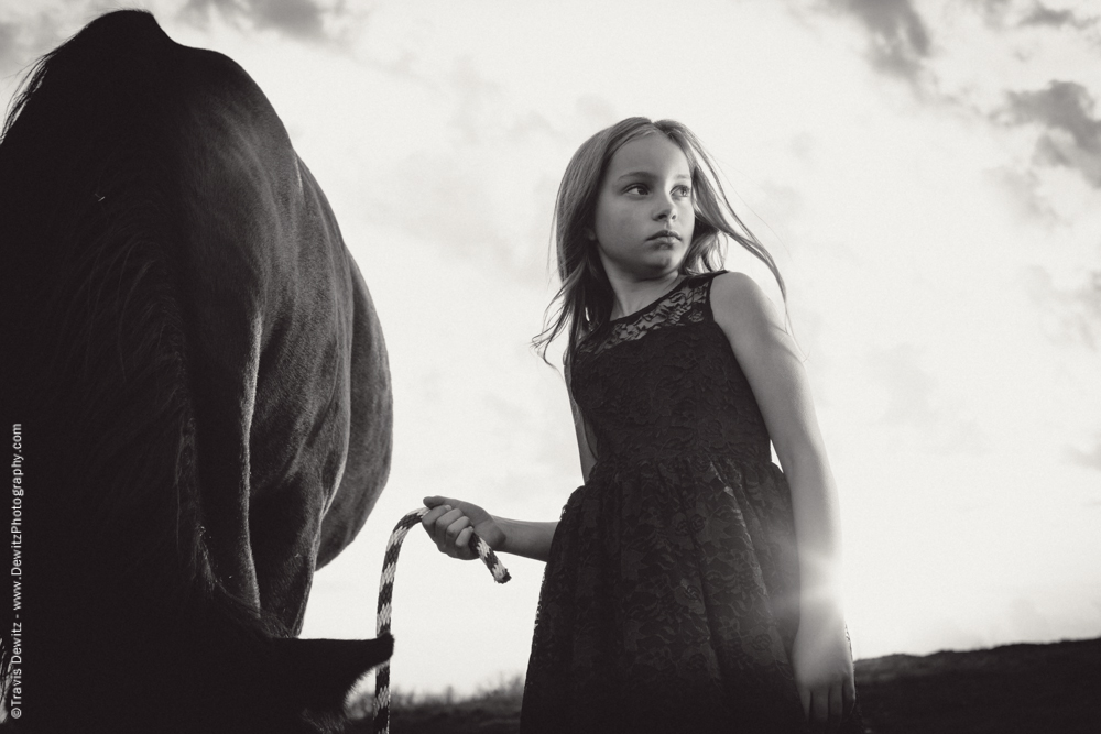 Teslyn - Hanging onto the Horse Lead at Sunset