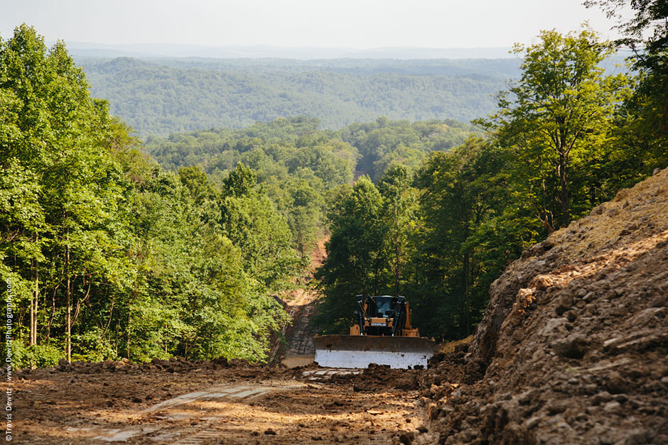 Precision Pipeline Cat Bulldozer Grading Very Steep Hill