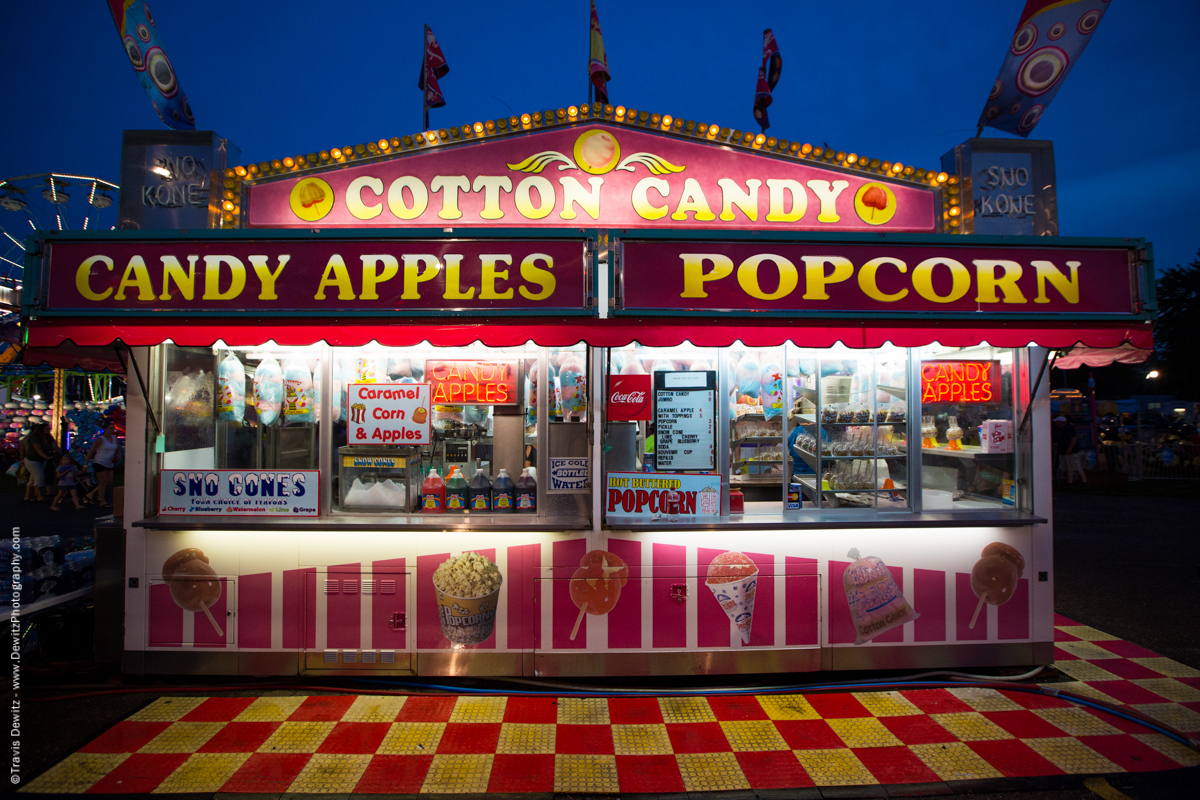 Cotton Candy Candy Apples and Popcorn  Carnival Stand