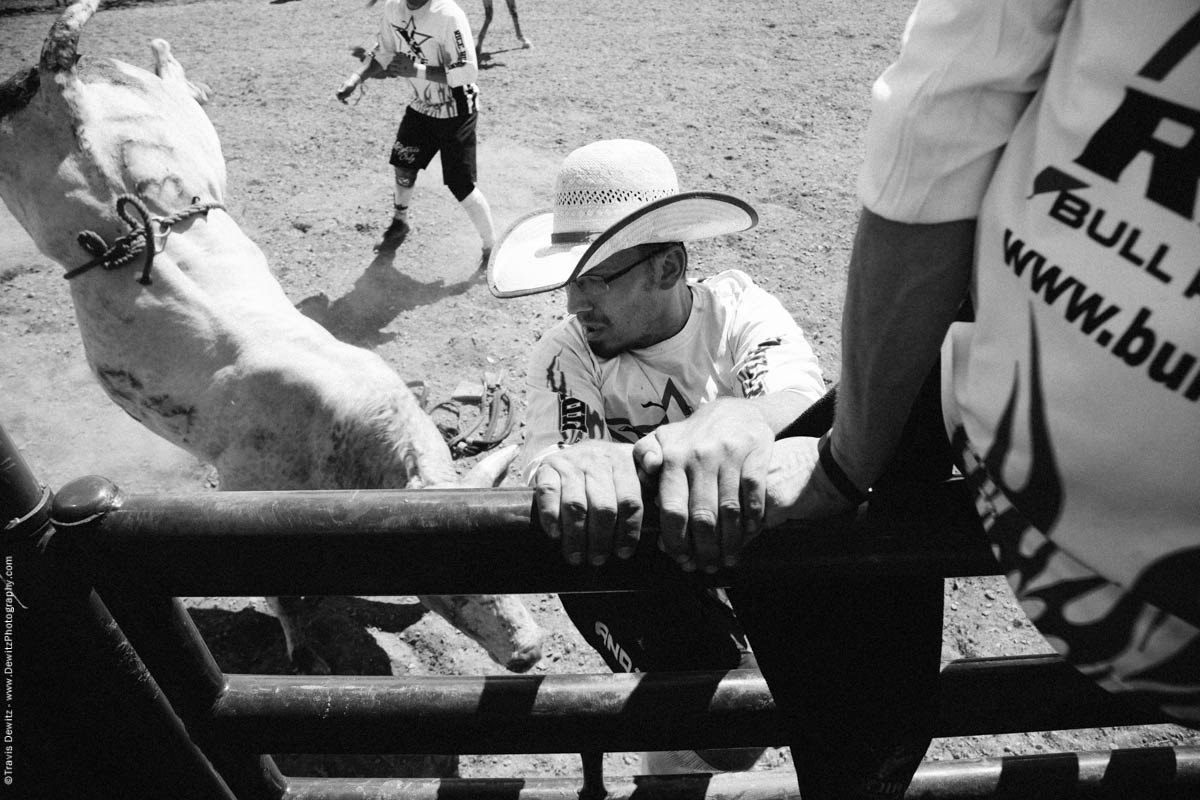 Bull Fighter Jumps Fence From Bull-3181